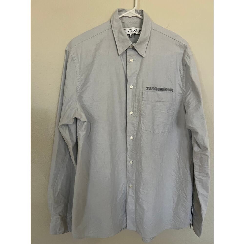 JW Anderson Classic Fit Logo Pocket Shirt Light Blue SZ US 38